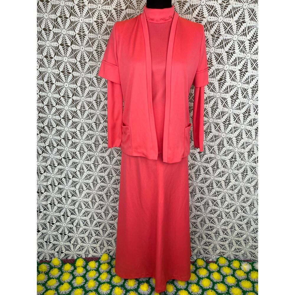 1960's Miss Charm of Boston 3 Piece Salmon Polyester Set